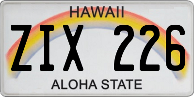 HI license plate ZIX226