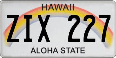 HI license plate ZIX227