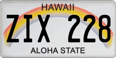 HI license plate ZIX228