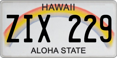 HI license plate ZIX229