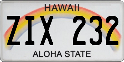 HI license plate ZIX232