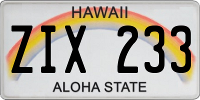 HI license plate ZIX233