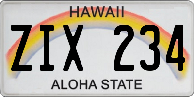 HI license plate ZIX234