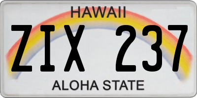 HI license plate ZIX237