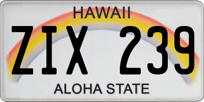 HI license plate ZIX239