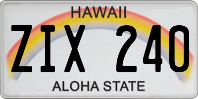 HI license plate ZIX240