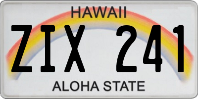 HI license plate ZIX241