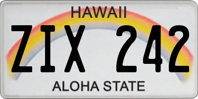 HI license plate ZIX242