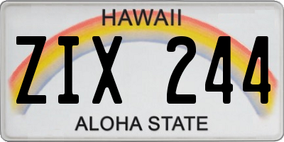 HI license plate ZIX244