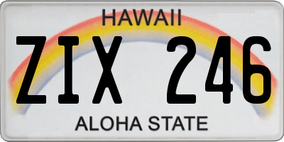 HI license plate ZIX246