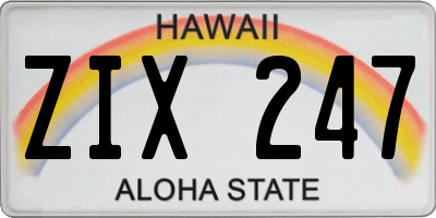 HI license plate ZIX247