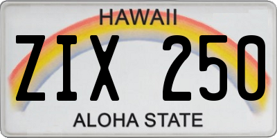 HI license plate ZIX250