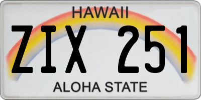 HI license plate ZIX251