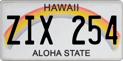 HI license plate ZIX254