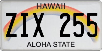 HI license plate ZIX255