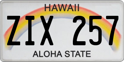 HI license plate ZIX257