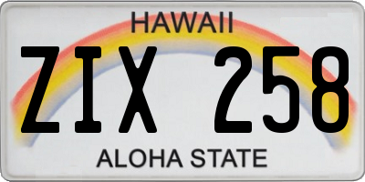 HI license plate ZIX258