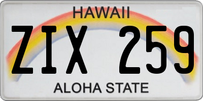 HI license plate ZIX259