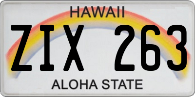 HI license plate ZIX263