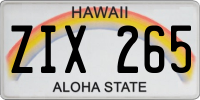 HI license plate ZIX265
