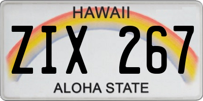 HI license plate ZIX267