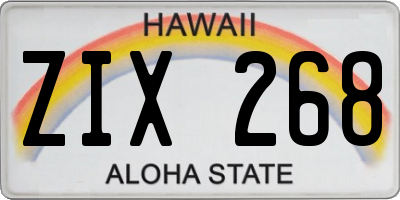 HI license plate ZIX268