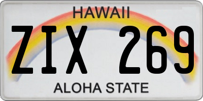 HI license plate ZIX269