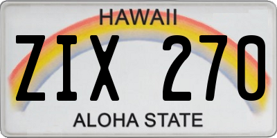 HI license plate ZIX270