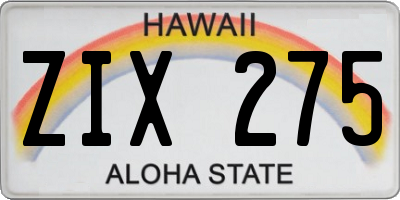 HI license plate ZIX275