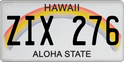 HI license plate ZIX276