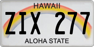 HI license plate ZIX277