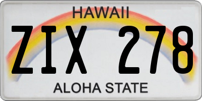 HI license plate ZIX278
