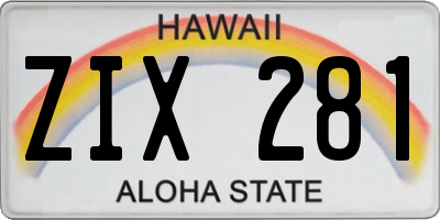 HI license plate ZIX281
