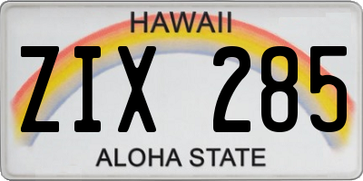 HI license plate ZIX285