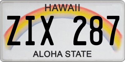 HI license plate ZIX287