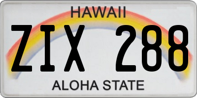 HI license plate ZIX288