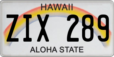 HI license plate ZIX289