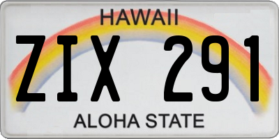 HI license plate ZIX291
