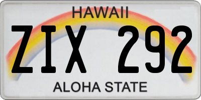HI license plate ZIX292
