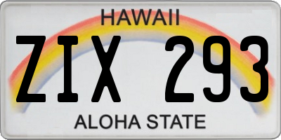 HI license plate ZIX293
