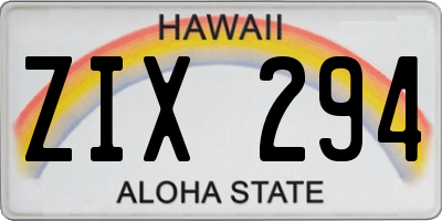 HI license plate ZIX294