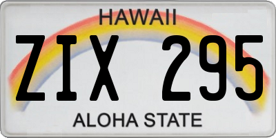 HI license plate ZIX295