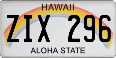 HI license plate ZIX296