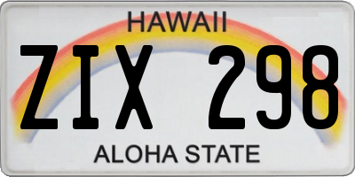 HI license plate ZIX298