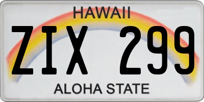 HI license plate ZIX299