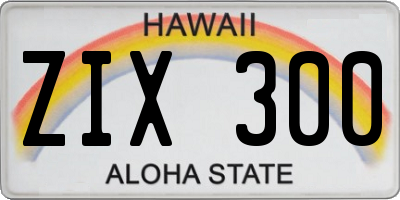 HI license plate ZIX300