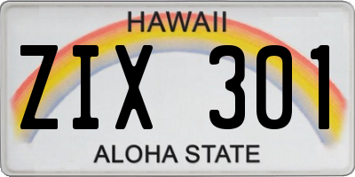 HI license plate ZIX301