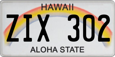 HI license plate ZIX302