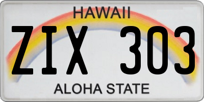 HI license plate ZIX303