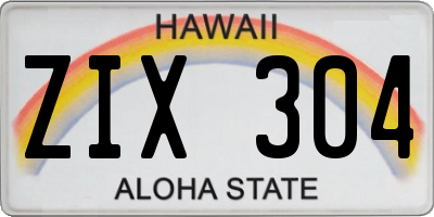 HI license plate ZIX304